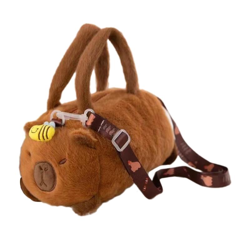 Cartoon Animal Shoulder Bag Plush Crossbody Purse Furry Handbag Purse with Removable Shoulder Strap for Women Girl Kids