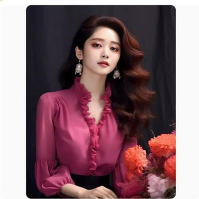 Stylish Spring & Autumn Women's Rose Red Shirts: Fashion-Forward & Chic!
