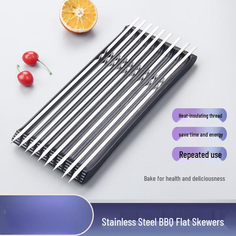 Oeny Extra Thick Stainless Steel Flat BBQ Skewers