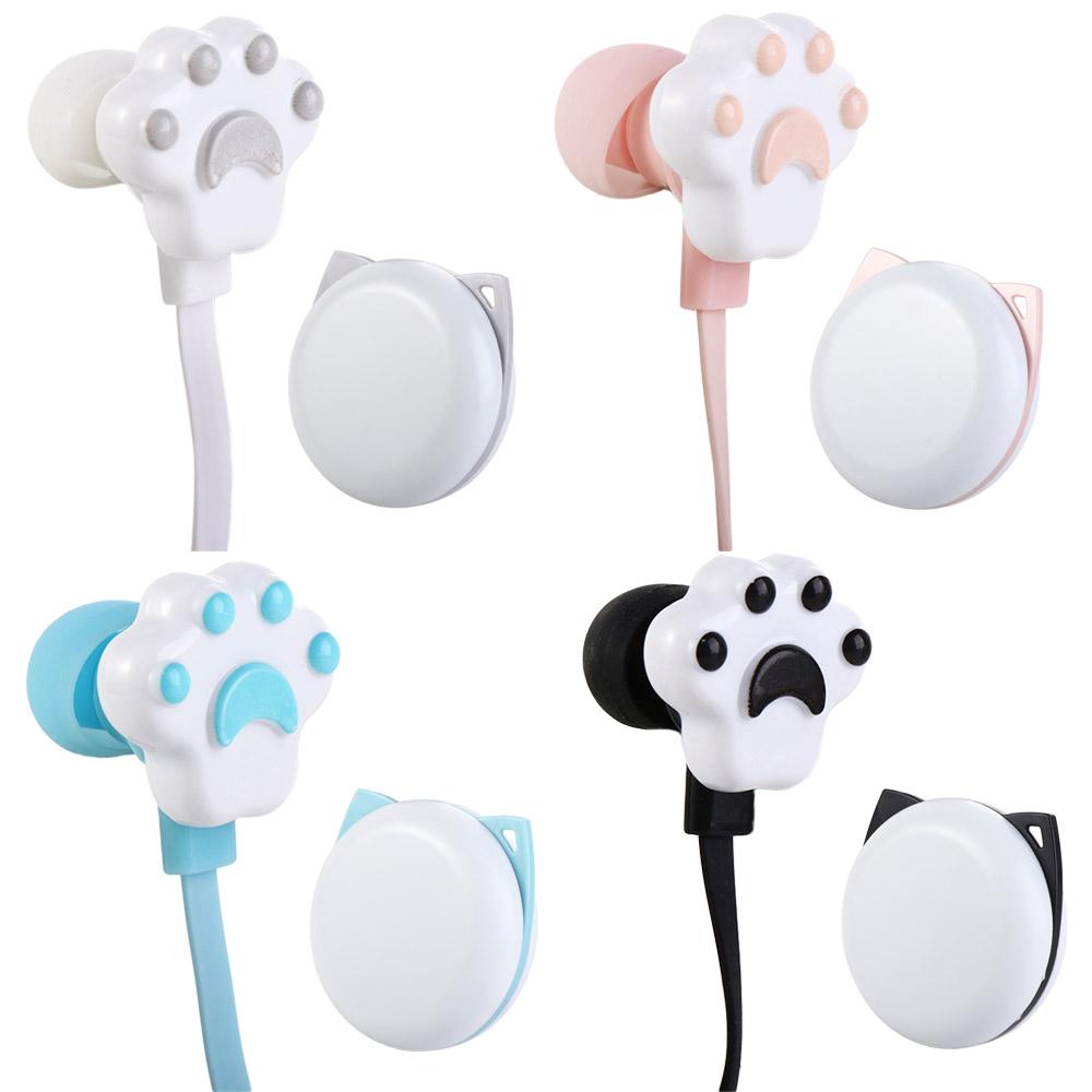 Case Microphone Cat Paw Bass sound Sport Earphones 3.5mm In-Ear Wired Headset Earphones With Mic