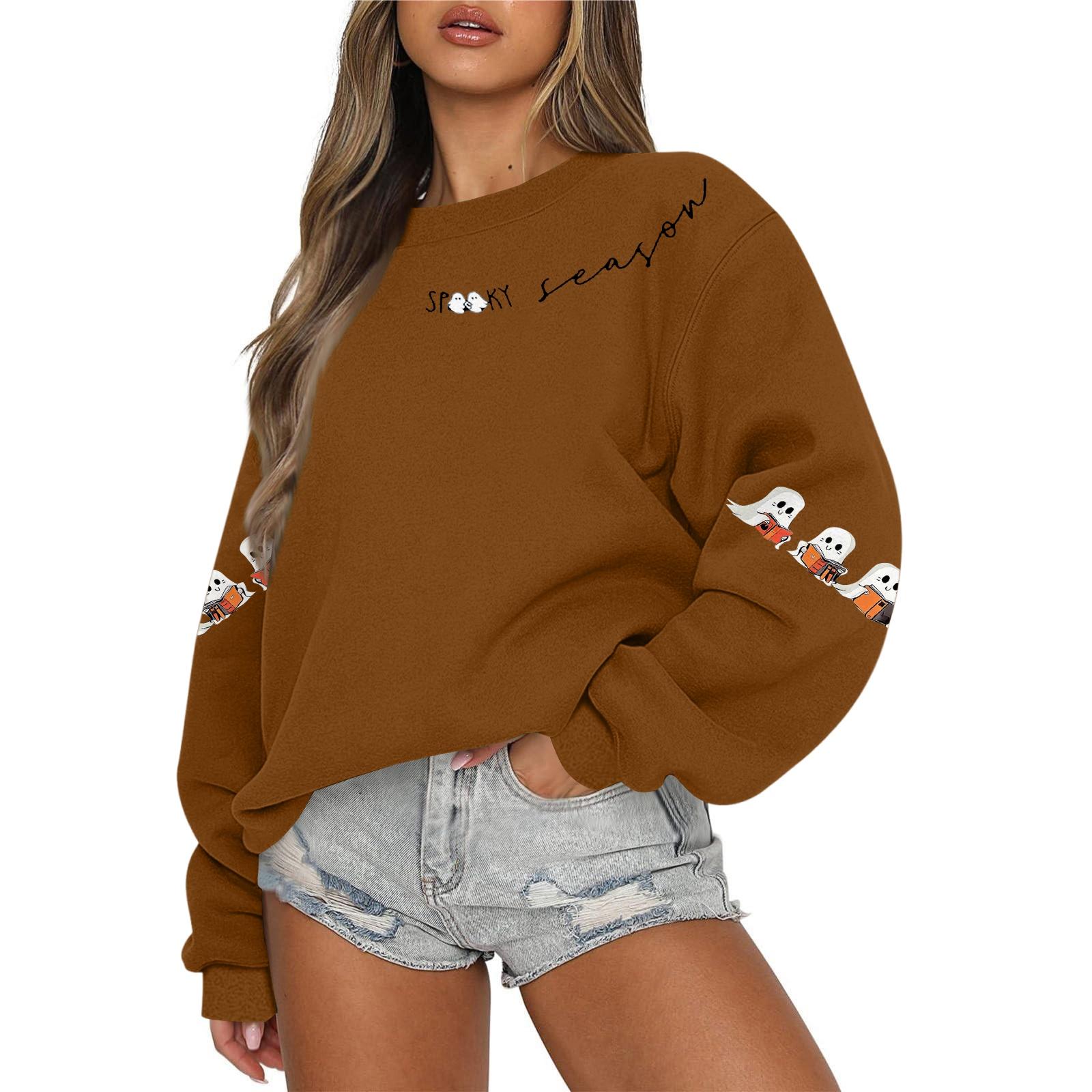 

Women s Casual Fashion Round Neck Long Sleeve Halloween Printed Sweatshirt L