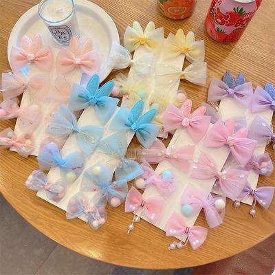 8PCS Korea Bow Tie Ear Cartoon Barrettes Children Girls Sweet Hairpins Fashion Hair Accessories Hair Clips For Kid