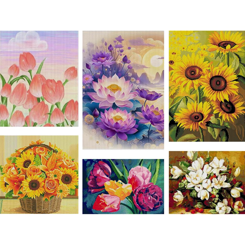 Full Embroidery Beaded Flower 9CT DIY Beadwork Kit for Living Room Home Decor