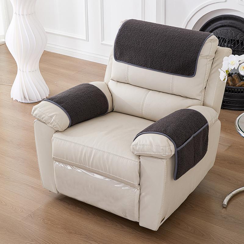 3Pcs Stretchy Fleece Furniture Sofa Armrest Cover With Pockets Sofa Headrest Towel Velvet Non Slip Couch Chair Arm Protector