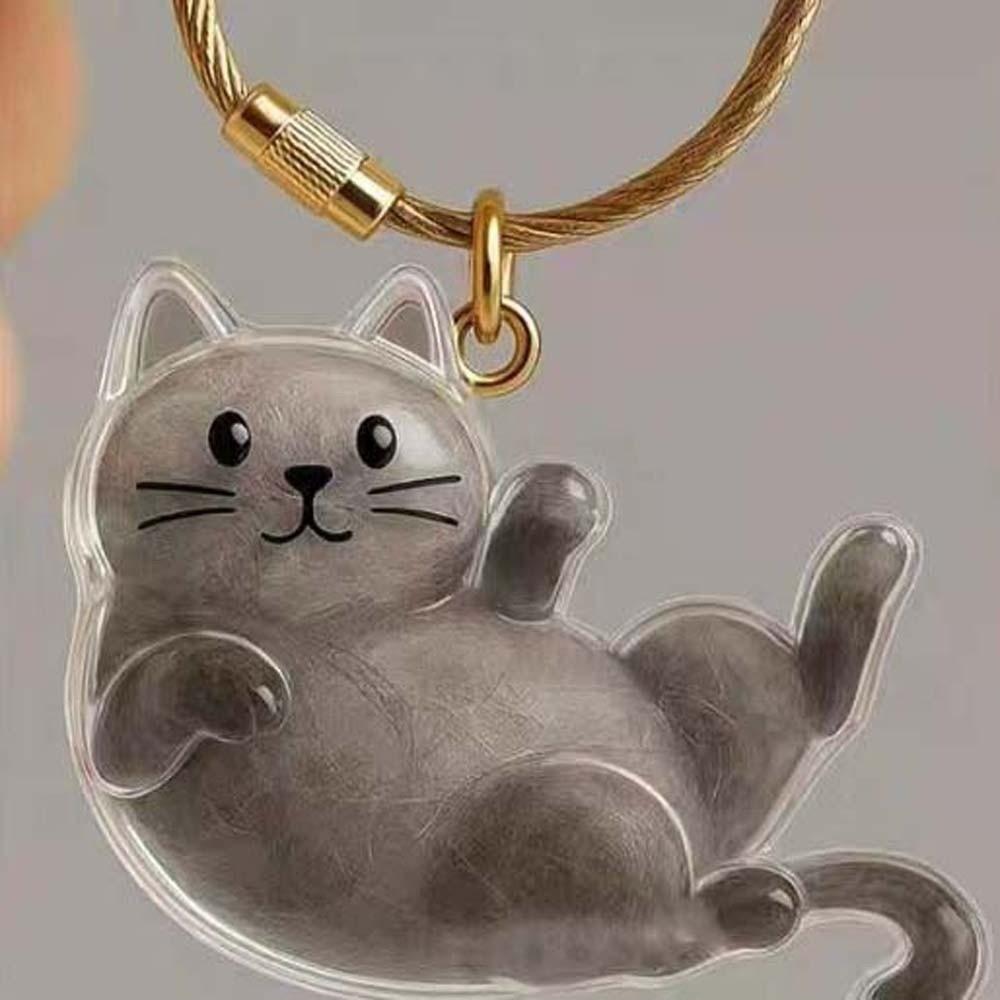 Transparent Acrylic Keychain Cat Hair Storage Capsule Dog Hair Storage Container Memorial Key Ring
