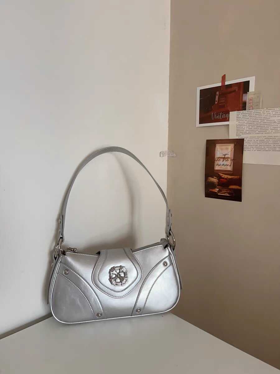 

2024 Летняя женская сумка Bai Tiya со стразами, модная универсальная сумка через плечо и подмышку, серебристая сумка Spice Girl серебряный