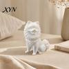 Pomeranian Collectible Figure 3D Printed Cute Dog Figurine, White Twisting Head Puppy Statue, Small Desktop Ornament for Home Office Desk Decor,