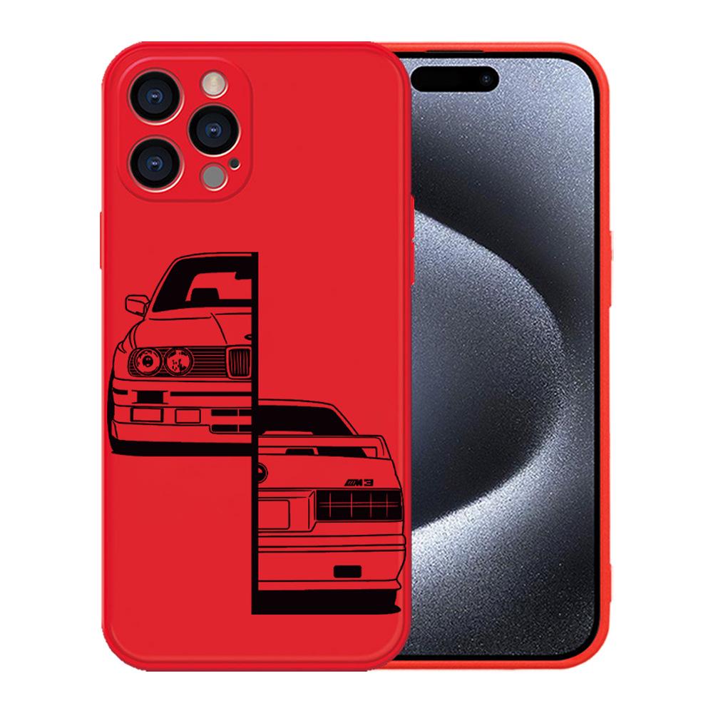 Customizable Embossed Sports Car TPU Case for Black Apple 15 Pro Max - Straight Edge Design