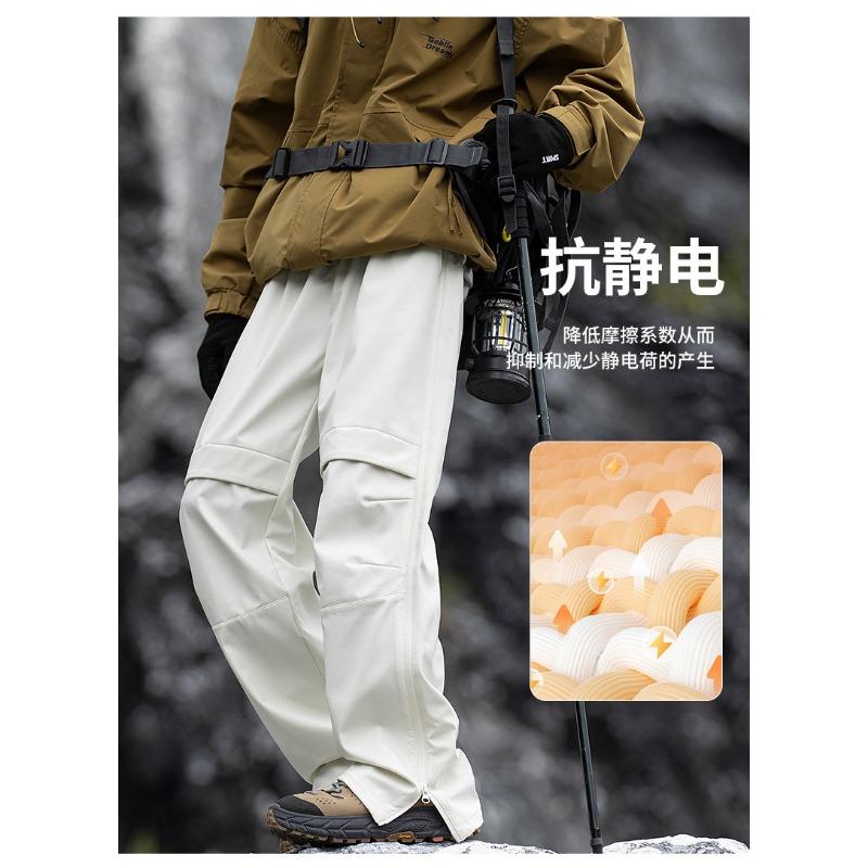 Men Fleece Lined Waterproof Windproof Outdoor Casual Straight Paratrooper Long Pants