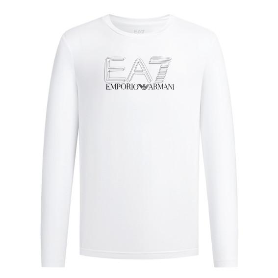 Emporio Armani White Casual Round Neck Letter Long Sleeve T-Shirt Men tops 7M001310-AF10373-1U0002 M