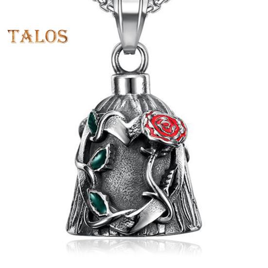 Dzwonek Luck Riding Bell Biker Guardian Lucky Bell Dzwonek ze stali tytanowej z grawerowanymi różami, wiszący dzwonek na klucze, plecak samochodowy