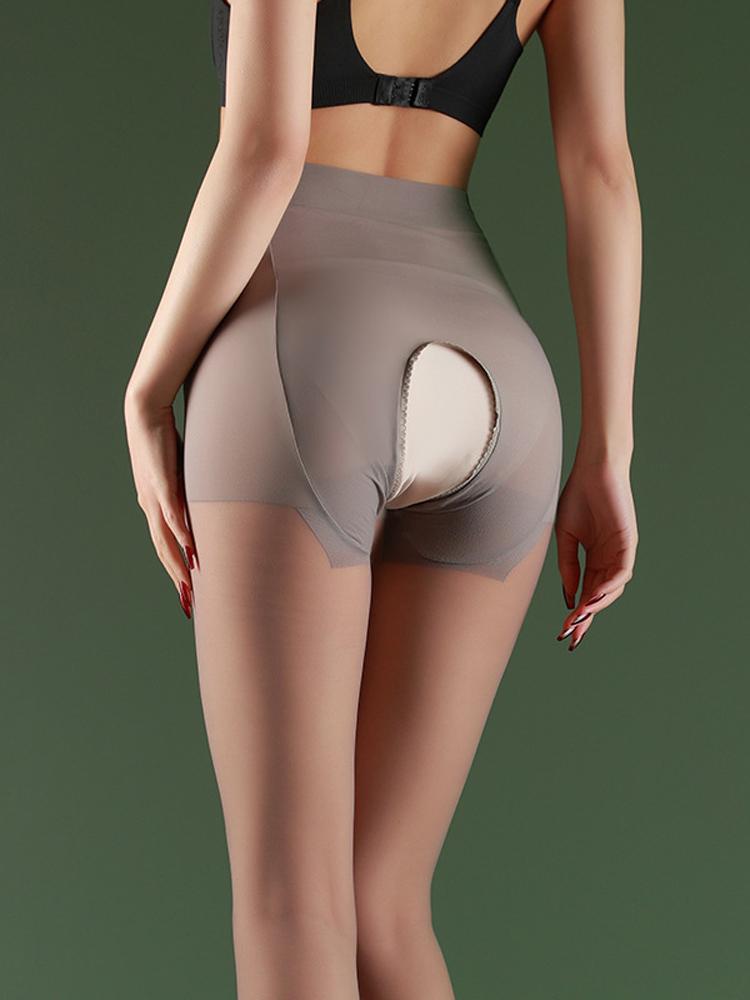 Women's 8D Thin Sheer Pantyhose High Waist Elastic Tights Sexy Open Crotch Allure Stocking Oil Shiny Glossy Leg Shaper Pantyhose