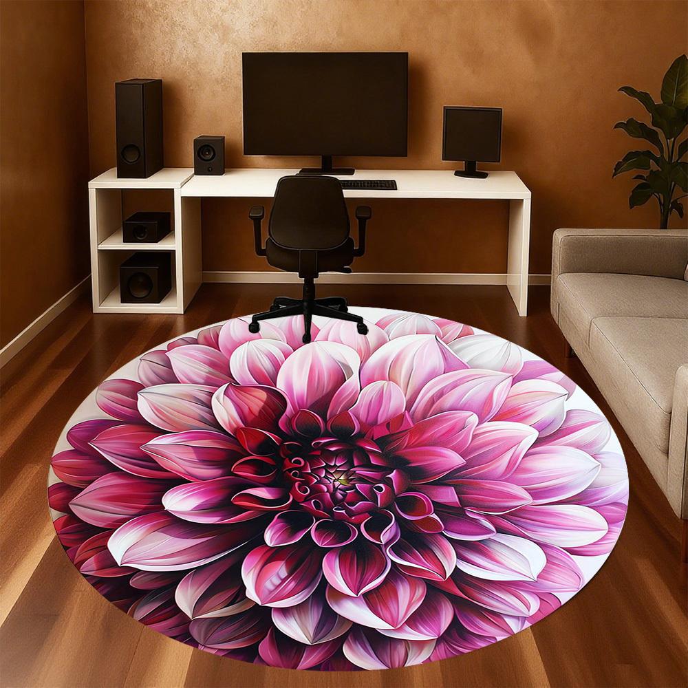 1pc Flower Petals Round Chair mat Area Rug - Non-Slip, Floor Mat for Office, Bedroom, and Indoor Decor -1002205