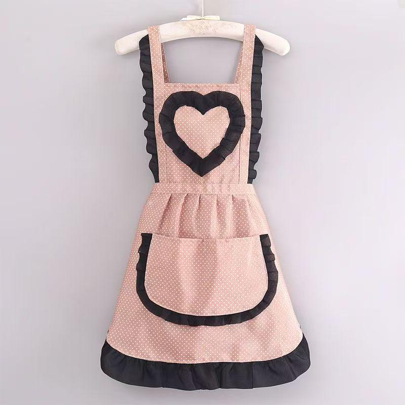 Korean Version Cotton and Linen Apron for Women Cute Kitchen Home Cooking Breathable Apron Fashionable Work Clothes Chef Apron