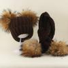 Kids Winter Warm Knitted Set Pom‑pom Hat Scarf Gloves 3‑Pcs Set Or Single Beanie Hat Windproof Ear Protection For Boys Girls Cold Weather Outdoor