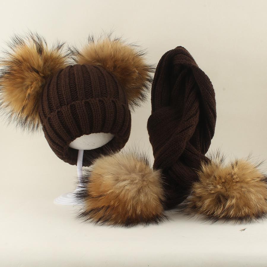 Kids Winter Warm Knitted Set Pom‑pom Hat Scarf Gloves 3‑Pcs Set Or Single Beanie Hat Windproof Ear Protection For Boys Girls Cold Weather Outdoor