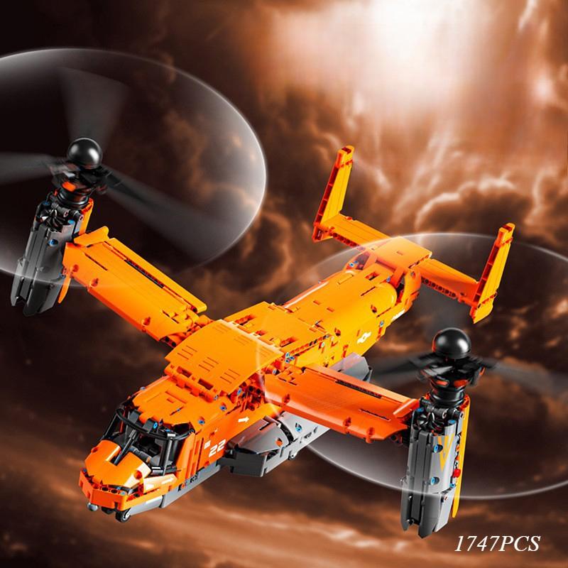 Armed Helicopter Style High Difficulty Osprey Tiltrotor Model, DIY Educational Building Blocks Toy, Decorative Ornament Gift