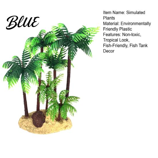 Safe Fish Tank Ornament Aquarium Artificial Plants Miniature Plastic Coconut Trees Aquatic Plants for Betta Shrimp Turtles Tropical Decor