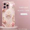 Crystal Bow Pattern Pink Metallic Paint Glass Hard Phone Case For iPhone 17 16 15 14 13 12 11 Pro Max 15 14 Plus 16E 17Air Cover