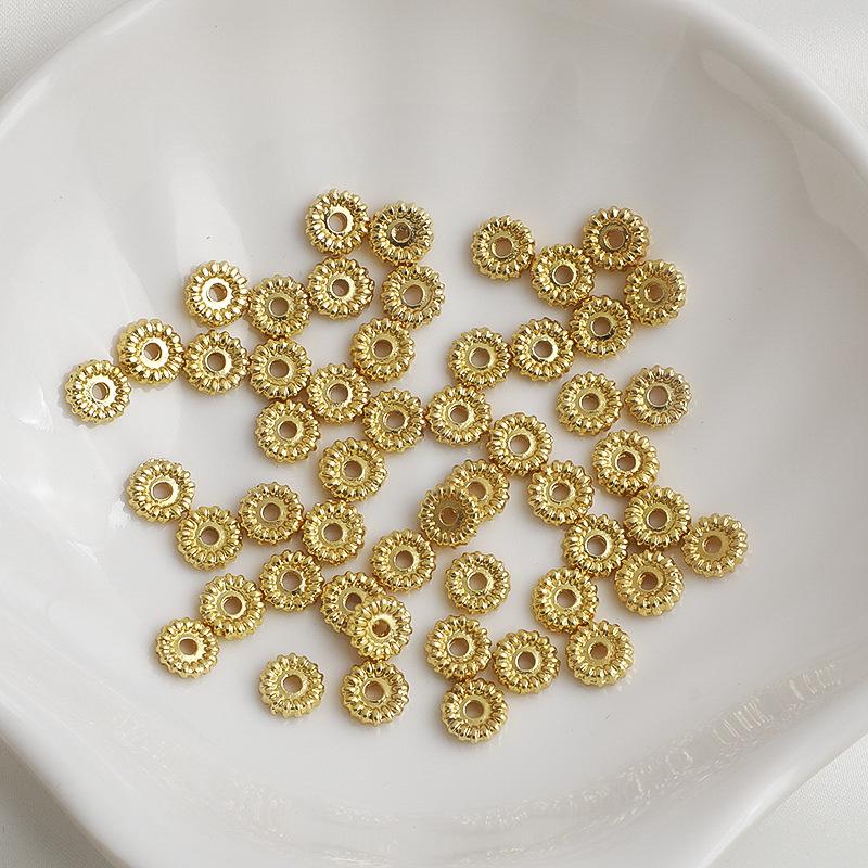 14K Gold-Filled Flower Wheel Spacer Beads for DIY Bracelets & Necklaces