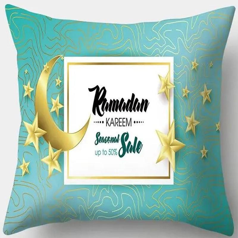 Ramadan Themed Cushion Covers with Moon Stars Pattern Cushion Cover Suitable for Sofa Bedroom Car Pillow Cover