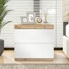 Wood Grain Nightstand with 2 Drawers Spacious Desktop Strong Load-bearing Small Side Table Nightstand Bedroom