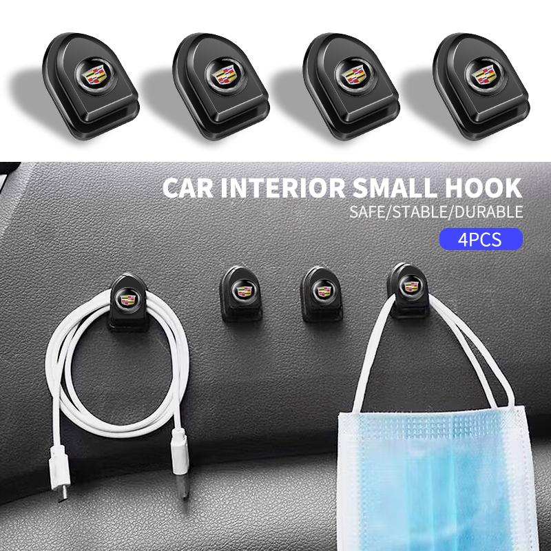 1/2/4Pcs Mini Car Hooks Black Plastic Self Adhesive Invisible CKSU8 Hooks For Cadillac XT4 XT6 CTS DTS STS XTS ATS BLS SLS CT5