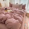 Solid INS Style Bedding Set For adults kids pink cotton fitted Flat Sheet With Pillowcases Colorful King Queen Full size