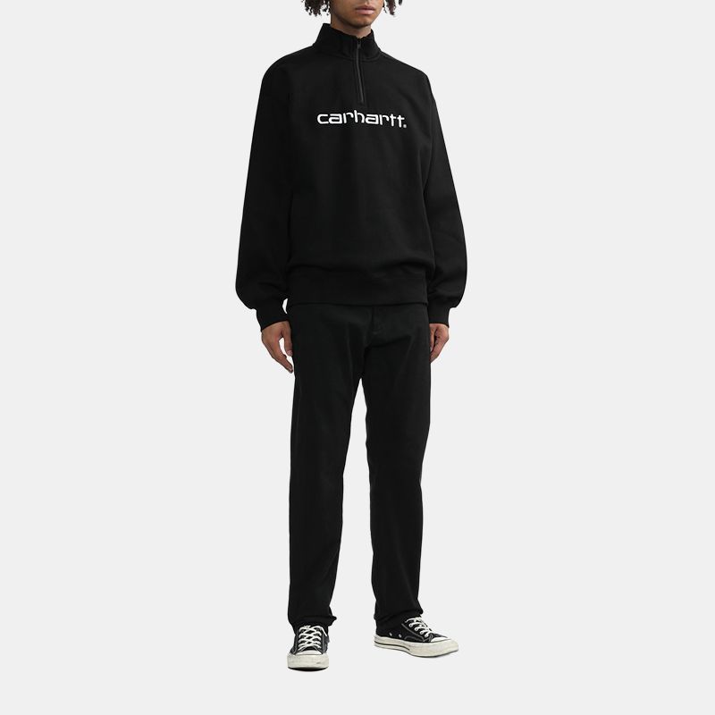 Carhartt WIP Letter Pattern Half-Zip Long Sleeve Sweatshirt Men Sweatshirt Black CHXSWF23A037L-BKX
