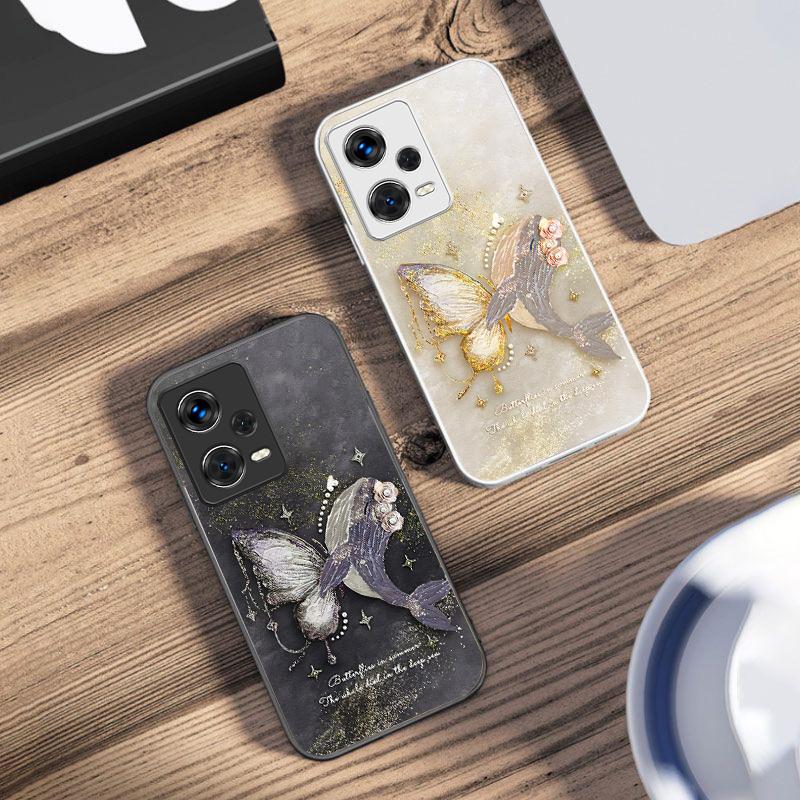 Dreamy Butterfly Colors For Xiaomi 14 Ultra 13 Lite Redmi Note 13 11 Pro 12 Plus Poco X6 3 Pro F4 6 GT Tempered Glass Phone Case
