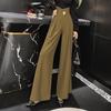 Stylish Spring Autumn High Waist Pants Folds Female Clothing Three-dimensional Decoration Basic Spliced Wide Leg Waist Trousers