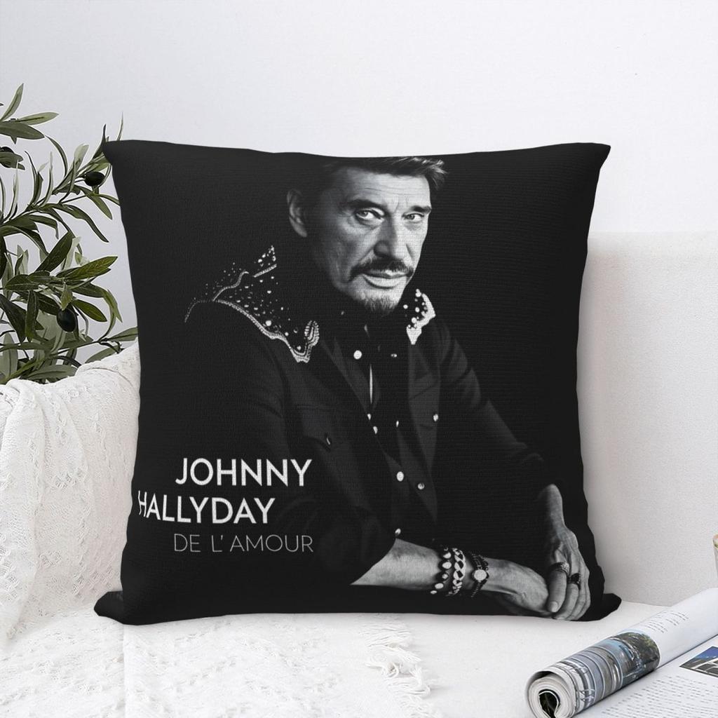 Rock Star Johnny Hallyday Pillow Case Cushion Cover Soft Printed Pillow Cover Retro Trendy Pillowcases For Sofa Home Decoration