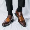 Fashion British Fashion Designer Men's Pointed Alligator Pattern Oxford Brogues Shoes  Wedding Prom Homecoming Footwear Zapatos Hombre