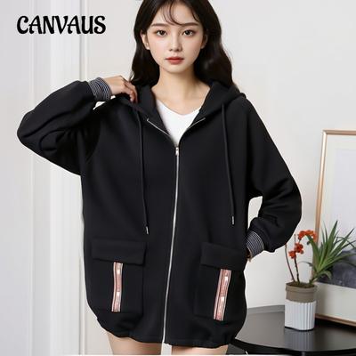Plus Size Women's Jacket Autumn Loose Long Sleeved Cardigan Hoodie