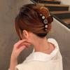Baroque Winter Rhinestone Pearl Korean Ponytail Holder Women Hair Claws Hairgrip Crystal Shark Clip