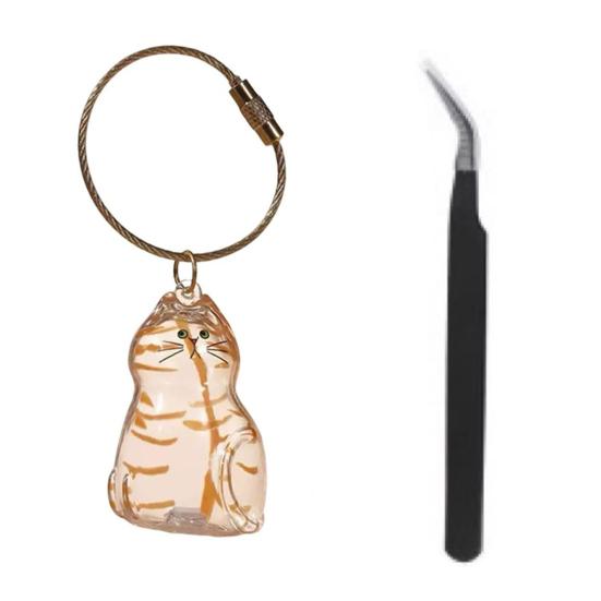 Cat Hair Storage Bottle for Collecting Cat And Dog Hair Transparent Pet Fur Keepsake Keychain with Tweezer Pet Memorial Gift