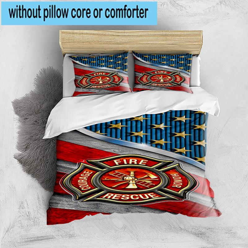 Firefighter Braving Flames 3pcs Bedding,Including 1pc Duvet Cover And 2pcs Pillowcases Perfect for Christmas,Ideal for Bedroom, Dormitory