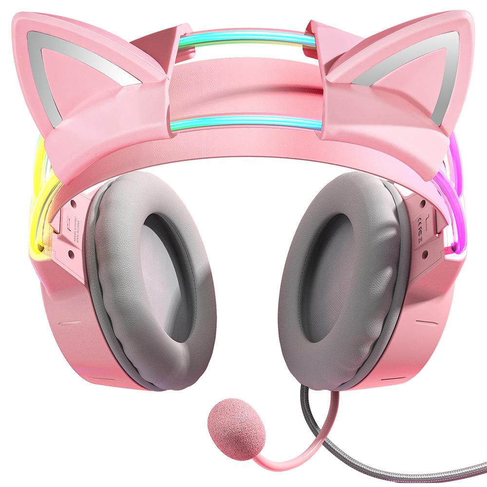 Casque Gaming Filaire ONIKUMA X15 Pro - Oreille de Chat Rose