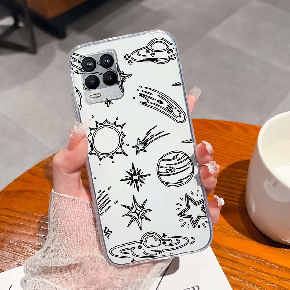 For Realme 8 Pro Case Lovely Cat Soft Transparent Phone Back Cover For Realme8 4G 5G Shockproof Comfortable TPU Silicone Bumper