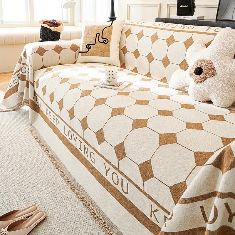Chenille Sofa Towel Anti-Scratching Living Room Straight Row Sofa Cover Cloth All-Inclusive Sofa Cover Dust Cover for Four Seasons