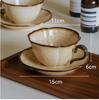 Retro Kiln-turned Underglaze Ceramic Coffee Cup and Saucer Mid-century Style Simple Latte Mug Mug Afternoon Tea Cup Snack Saucer
