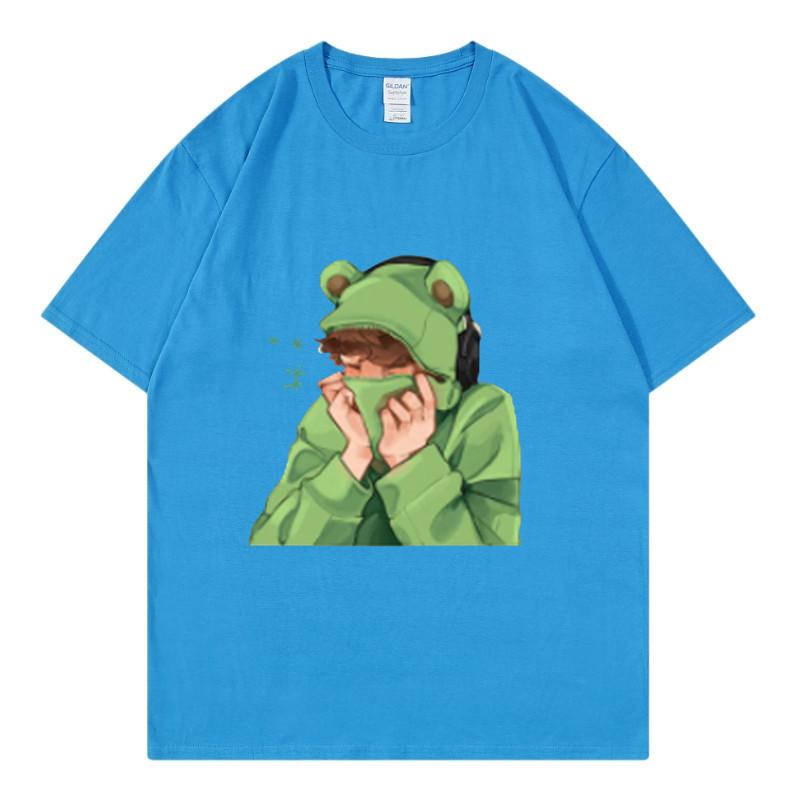 Spring and Summer Unisexs and Unisexs Casual Loose Fitting Tshirt Short Sleeved Cartoon Cute Pet Printed Unisexs Tshirt