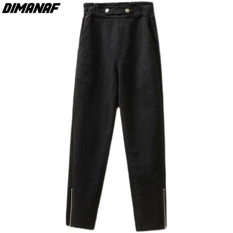 DIMANAF Women Cothing Cotton Long Pants Black Oversize Pants Elastic Waist Vintage Casual Lady Loose Trousers Autumn Winter 2021