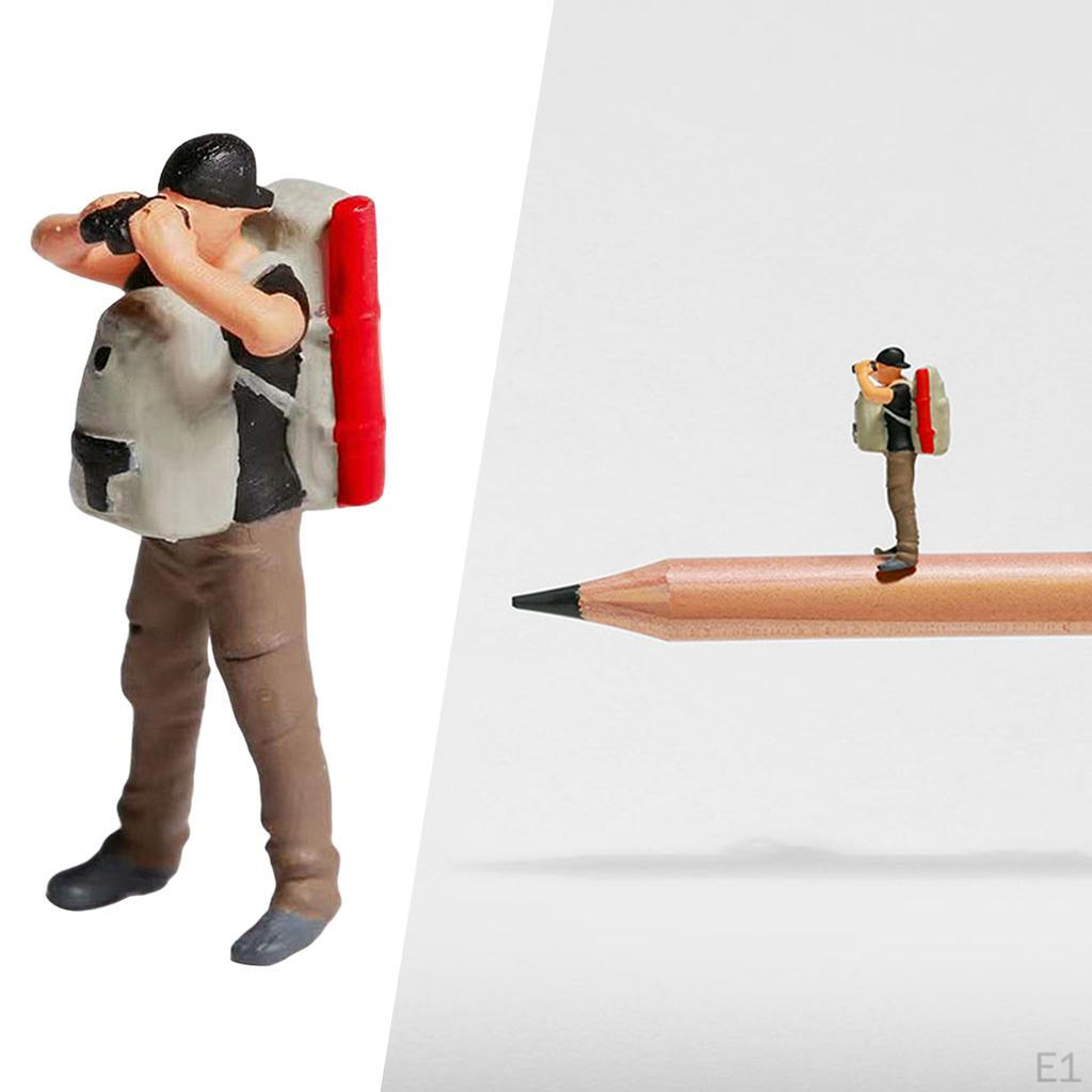 1/8 Diorama Painted People Character w/ Backpack Doll for Micro Scene DIY Model Ornament cm