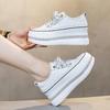 6cm Neue Echtes Leder Plateau Keilabsatz Schuhe Zapatos De Mujer Bling Vulkanisierte Klobige Sneaker Pumps Plateau Damenmode