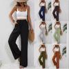 Women's Casual French Comfortable Straight Leg Wide Leg Pants with Pockets for Women