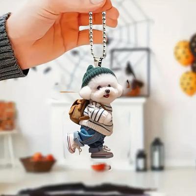 Dog Shaped Pendant Car Hanging Decoration Realistic Looking Easy To Hang Acrylic Christmas Decoration
