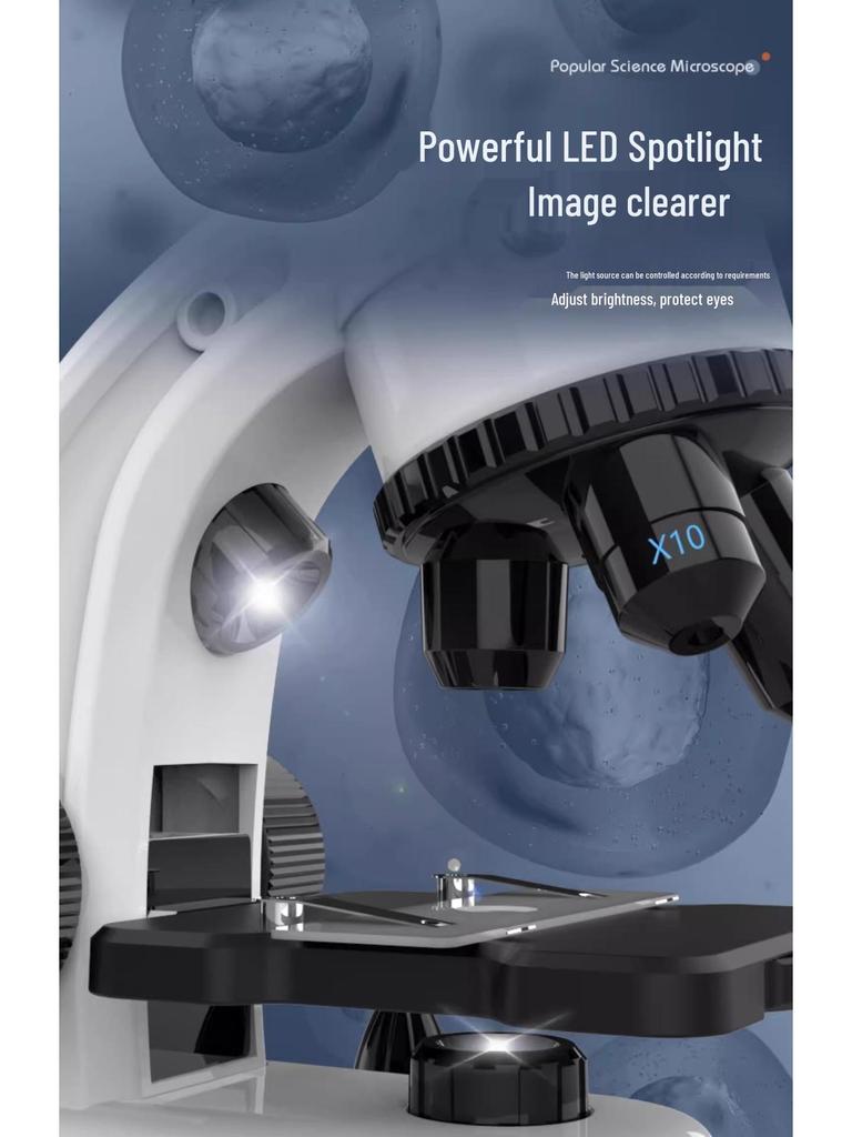 Hochauflösendes biologisches Mikroskop für Kinder im Alter von 6-12 Jahren: Ideal für den Unterricht über Zellen, Bakterien und Mikroorganismen in Grund- und Mittelschulen