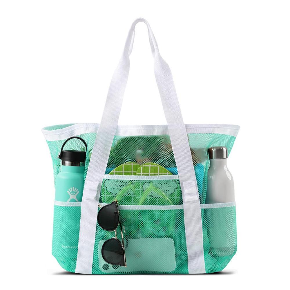 Beach Bag Large Capacity Toy Mesh Swimming Bag Multifunctional Travel Shoulder Beach Bag Swimsuit Storage Bag