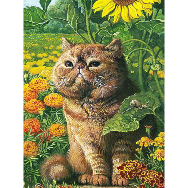 DIY 5D Flowers Diamond Mosaic Animal Diamond Painting Cat Diamond Embroidery Cross Stitch Picture Of Rhinestones Handcraft Gift